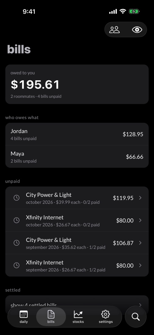 utility bills split with roommates